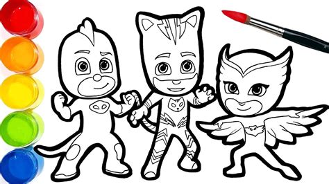 Pj Masks Drawing Coloring Pages For Kids Draw And Paint Catboy