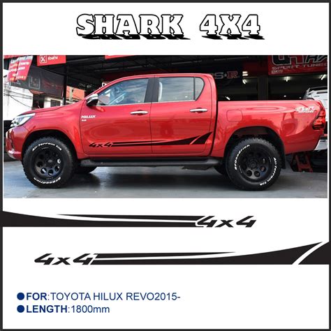 2 Pc Hilux Shank 4x4 Side Stripe Graphic Vinyl Sticker For Toyota Hilux