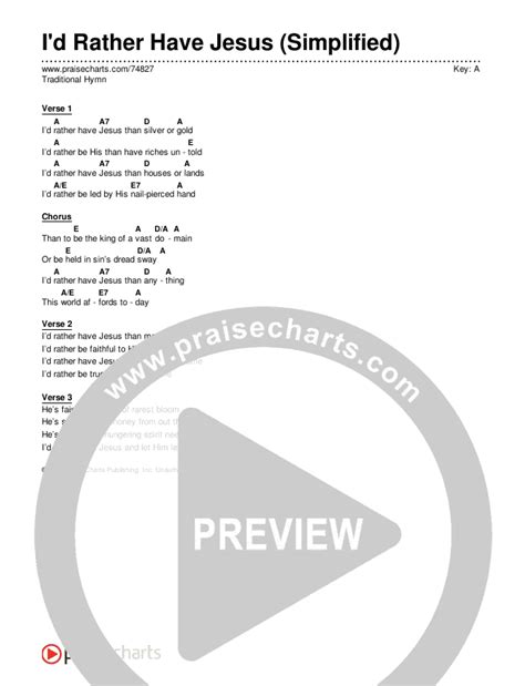 i d rather have jesus simplified chords pdf traditional hymn praisecharts