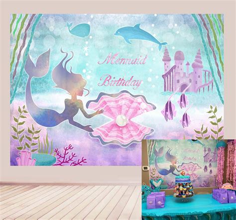 Buy Botong 7x5ft Under The Sea Little Mermaid Birthday Party Backdrop For Girls Photography