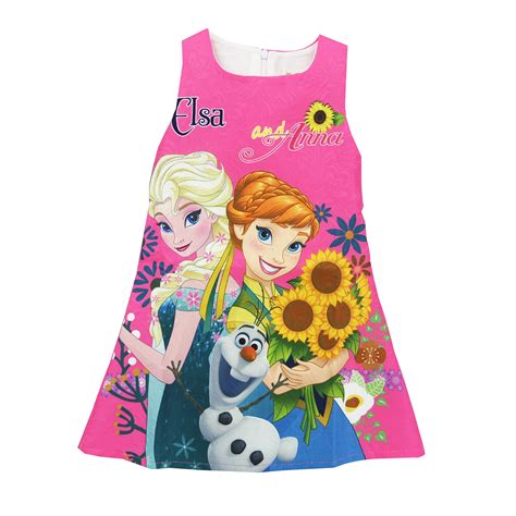 Fashion Cute Frozen Party Girls Kids Clothing Cartoon Anna And Elsa