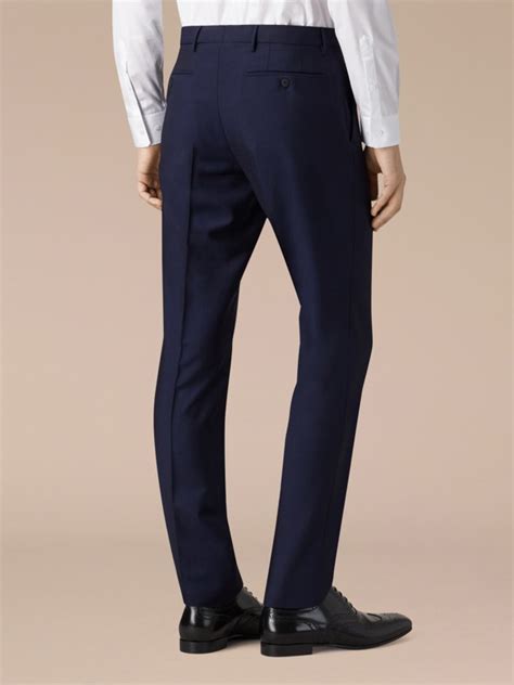 Slim Fit Wool Mohair Trousers In Royal Navy Men Burberry United States