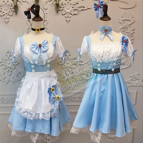 Cosplay Princess Dress Lolita Maid Costume Super Moe Blue Maid