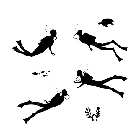 Commercial Diver Silhouette Png Free Scuba Diver Sport Silhouette In
