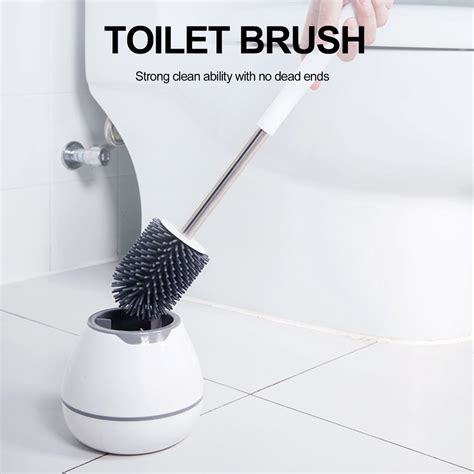 Soft Silicone Bristle Toilet Brush And Holder Bathroom Wc Set Cleaning