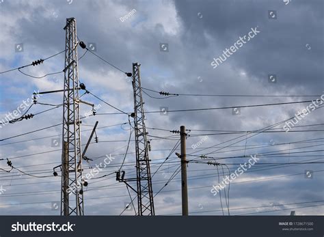 Street Lighting Poles Covered Wires Pole Stock Photo 1728671500