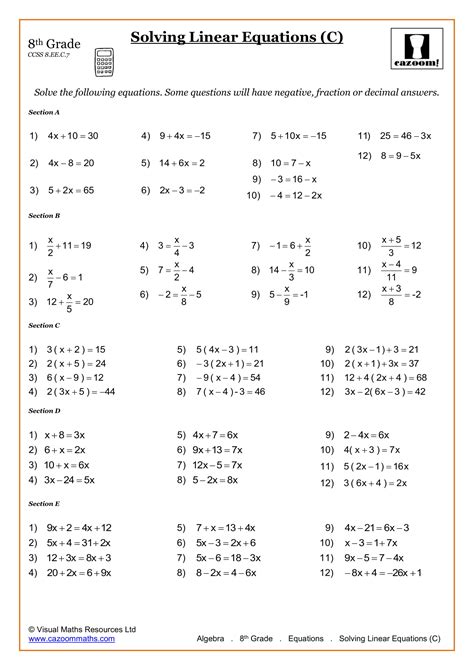 8th Grade Math Worksheets | Printable PDF Worksheets