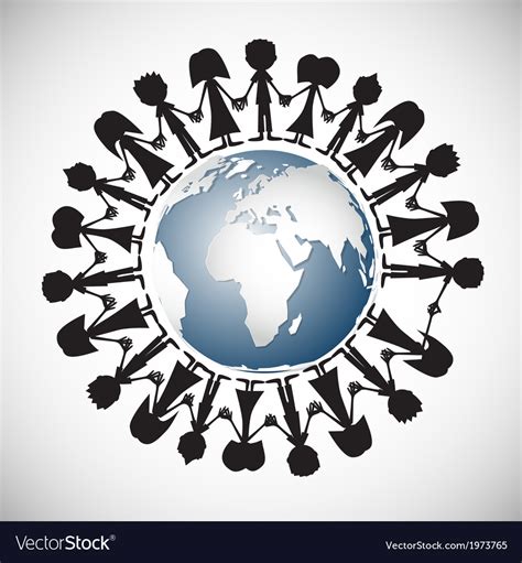 People Holding Hands Around Globe Royalty Free Vector Image