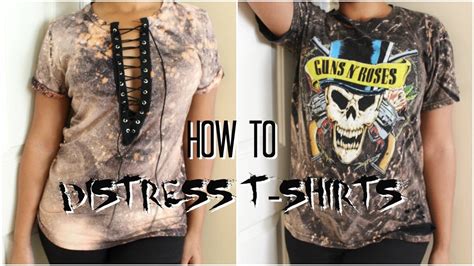But you don't need to be a rockstar or a vintage collector to admire the distinct style of distressed fabrics. HOW TO DISTRESS T-SHIRTS | DIY BLEACHED T-SHIRT - YouTube