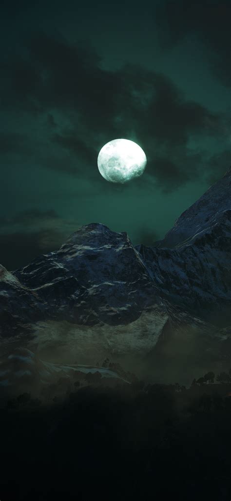 Moon Wallpaper 4k Mountains Night Dark Forest Nature 1160