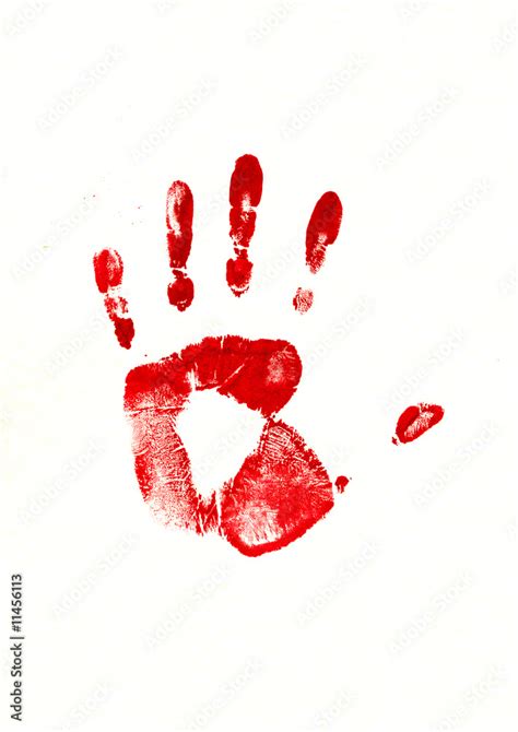 Red Handprint Isolated On White Background Stock Photo Adobe Stock