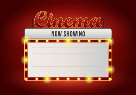 Realistic Vintage Cinema Signs Retro Vintage Cinema Lighted Sign Now