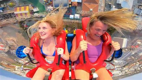 Slingshot Ride Blue Bikini Nip Slip Ytboob