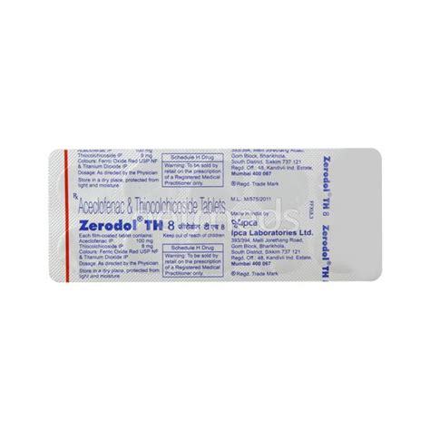 Zerodol TH 8mg Tablet 10'S - Buy Medicines online at Best Price from