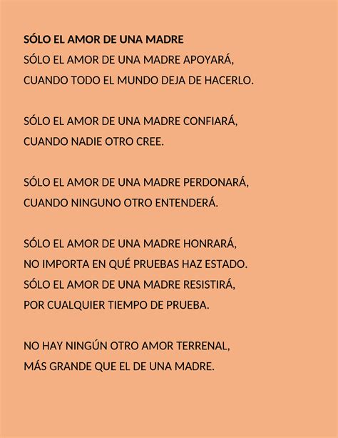 Poemas A La Madre Poema SÓlo El Amor De Una Madre SÓlo El Amor De
