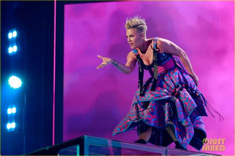 Pink Takes A Leap Of Faith While Performing Trustfall At Iheartradio
