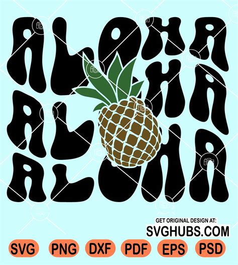 Aloha Wavy Text Svg File Aloha Svg File Pineapple Svg Aloha Svg