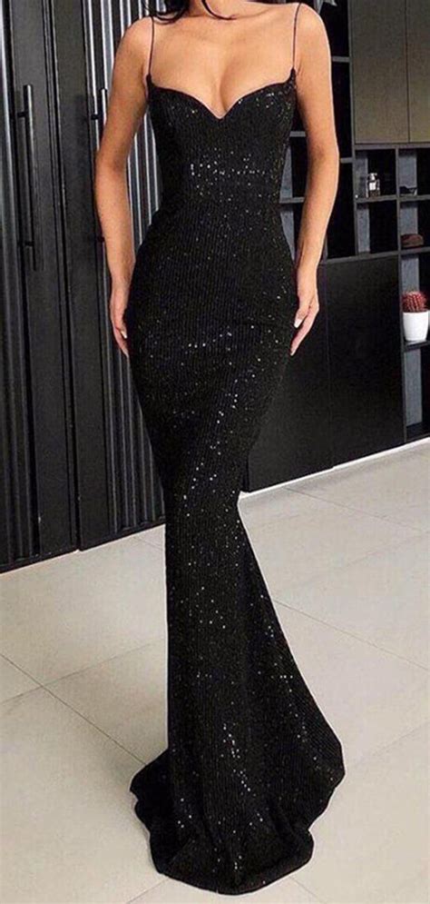 2019 Black Sparkle Popular Long Prom Dressesbling Sequin Prom Dress