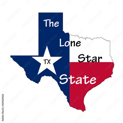 Flag Map Of Texas State With The Lone Star State Text Inside The