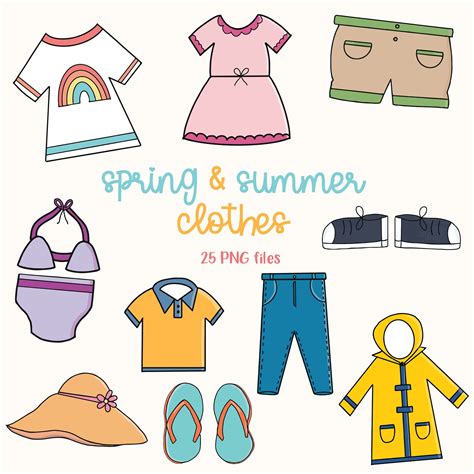 Spring Summer Clothing Clipart Clothes Clipart Spring Etsy