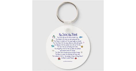 my sister my friend poem with graphics key ring zazzle