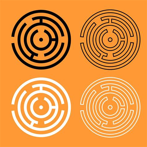 Circle Maze Or Labyrinth Black And White Icon 6973373 Vector Art At