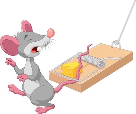 Ratón De Dibujos Animados En Una Trampa Para Ratones Aislada Sobre