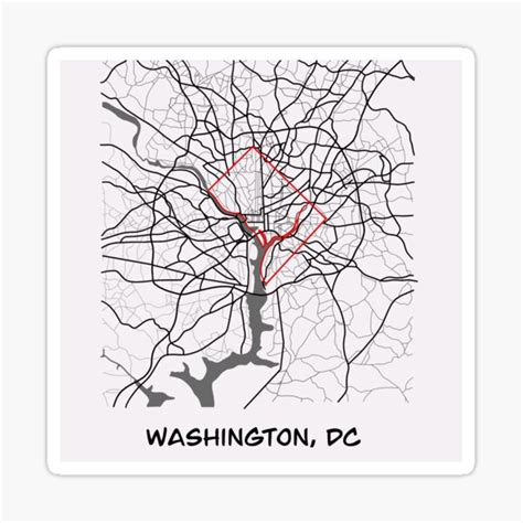 Washington Dc Map Sticker By J Nicole Redbubble