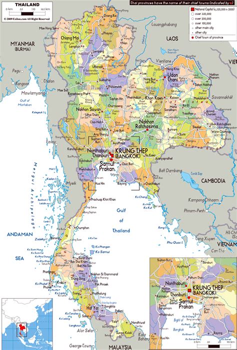 Grande Mapa Político Y Administrativo De Tailandia Con Carreteras