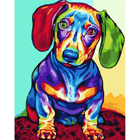 Diy Painting By Numbers Kit Color Dog4050 Cm