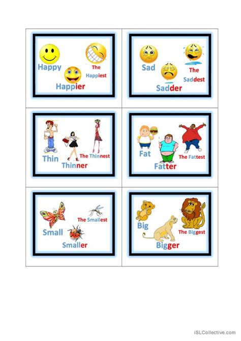 Comparatives And Superlatives Cards English Esl Worksheets Pdf And Doc