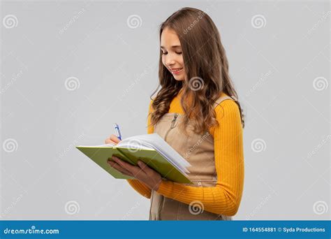Teenage Student Girl With Notebook Or Diary Stock Image Image Of Girl