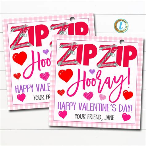 Valentine Zipper T Tags Zip Zip Hooray Toy Non Candy Etsy In 2022