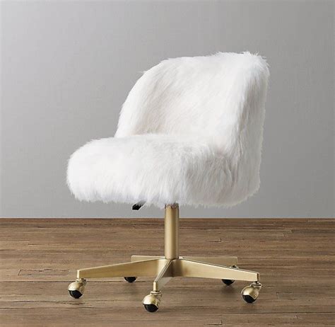 Cimota living room chairs,furry makeup vanity chair with back arm modern bedroom accent chair cute comfy single upholstered chair with gold metal legs (fur,white) 4.5 out of 5 stars 53 $164.89 $ 164. Alessa White Kashmir Faux Fur Desk Chair - Antiqued Brass other chair option. | Bedroom desk ...