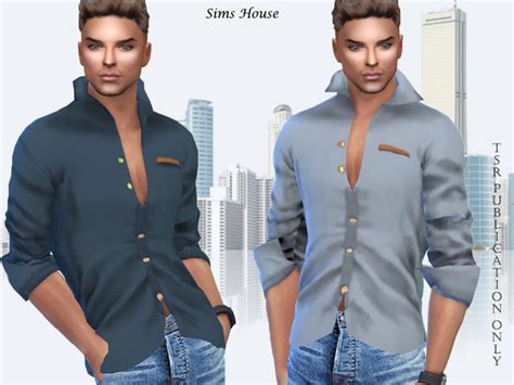 Kiro Open Shirts Sims 4 Men Clothing Sims 4 Male Clothes Sims 4