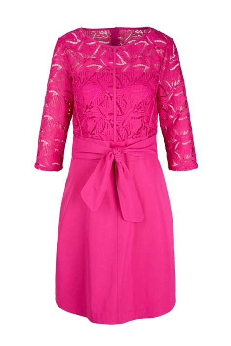 Marc Cain Dress With Lace In Pop Pink At Sue Parkinson