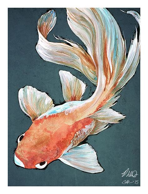 Fantail Goldfish 125 X 95 Colour Art Print Goldfish Watercolor