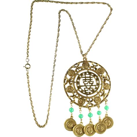 Goldette Asian Vintage Pendant Necklace | Vintage pendant necklace, Pendant necklace, Beaded pendant