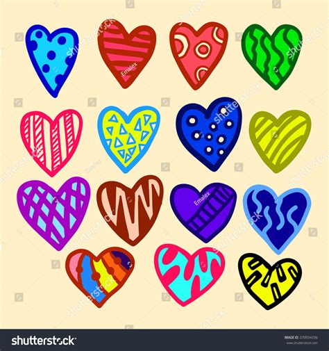 Set Colorful Hand Drawn Hearts Vector Stock Vector Royalty Free