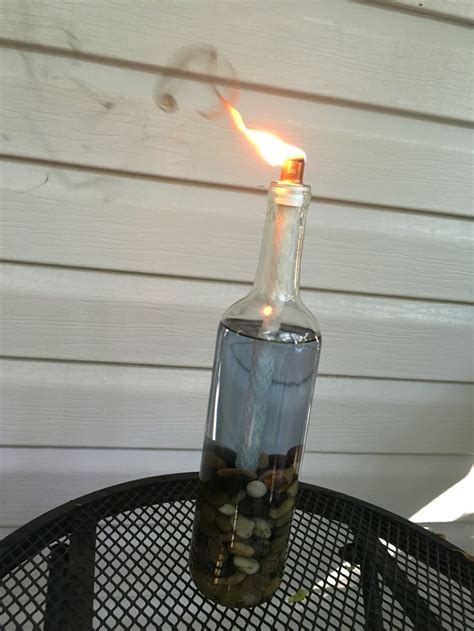 Wine Bottle Tiki Torch Citronella Oil Easiest Classiest Project Ive