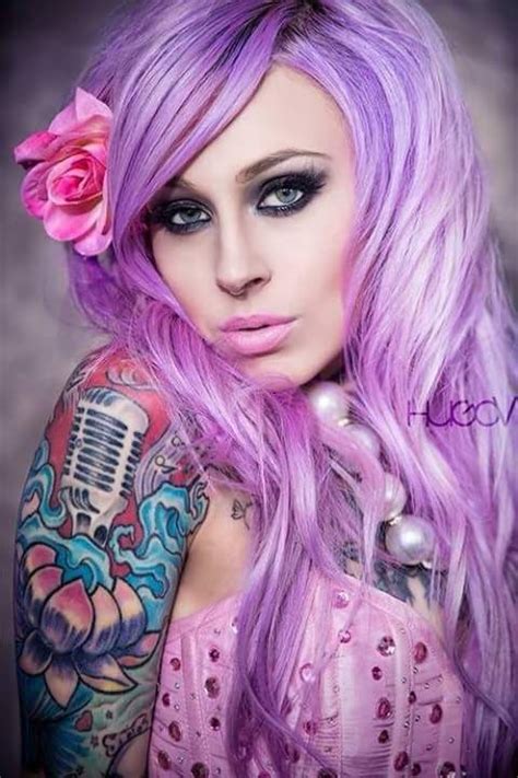 ⊱ tattoo beautiful hair purple hair hair today
