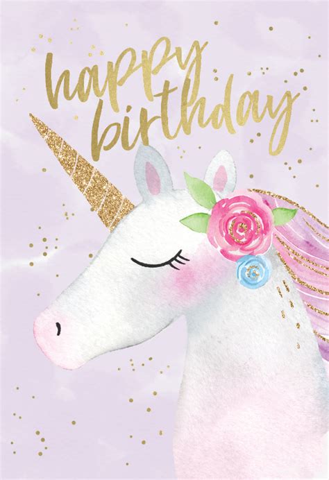 Happy Unicorn Birthday Card Greetings Island Happy Birthday Cards
