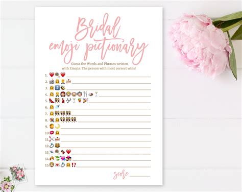 Bridal Shower Emoji Pictionary Game Printable Bridal Etsy