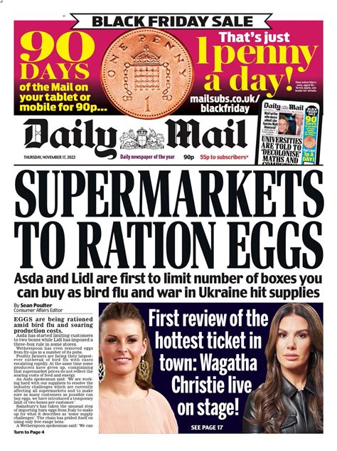Daily Mail Front Page 17th Of November 2022 Tomorrow S Papers Today