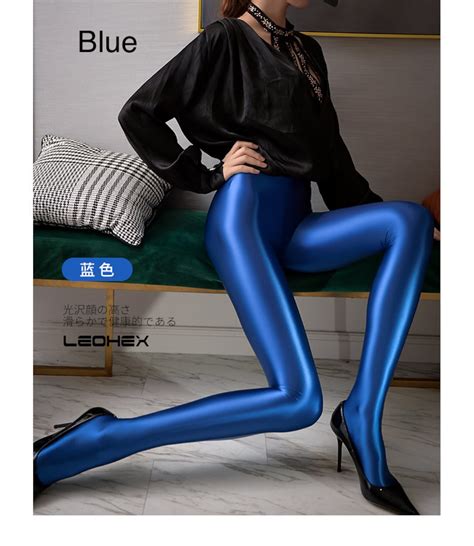 Leohex Satin Glossy Opaque Pantyhose Shiny Wet Look Tights Sexy