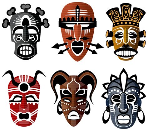 Tribal Masks African Culture Set Mask Ethnic Masks Crafts Masks