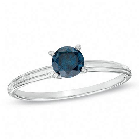 12 Ct Enhanced Blue Diamond Solitaire Engagement Ring In 14k White