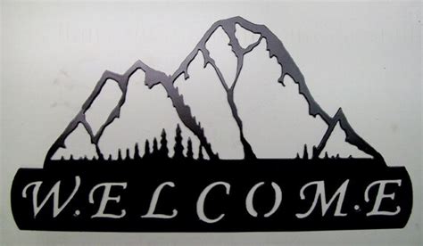 Mountain Scene Welcome Sign