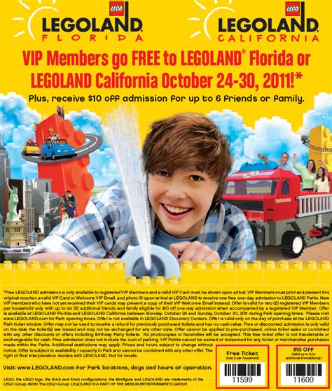 Legoland Free Tickets Printable Coupon