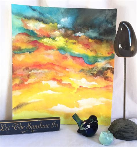 Bright Sunny Sky Original Affordable Watercolor Abstract Etsy
